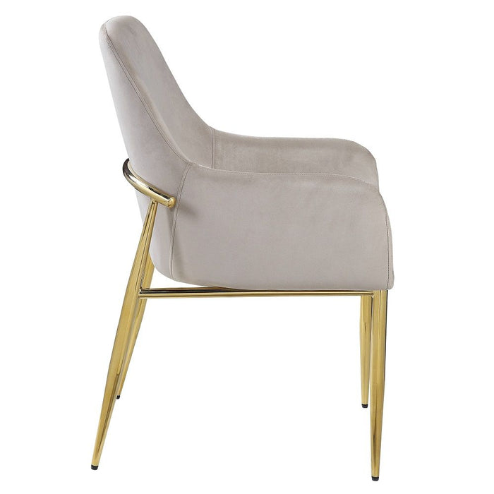 Barnard - Side Chair Set of 2) - Gray Velvet & Mirrored Gold