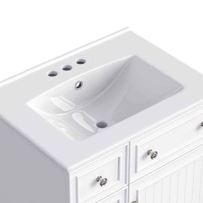 Transitional Style Bathroom Vanity Cabinet With Ceramic Sink