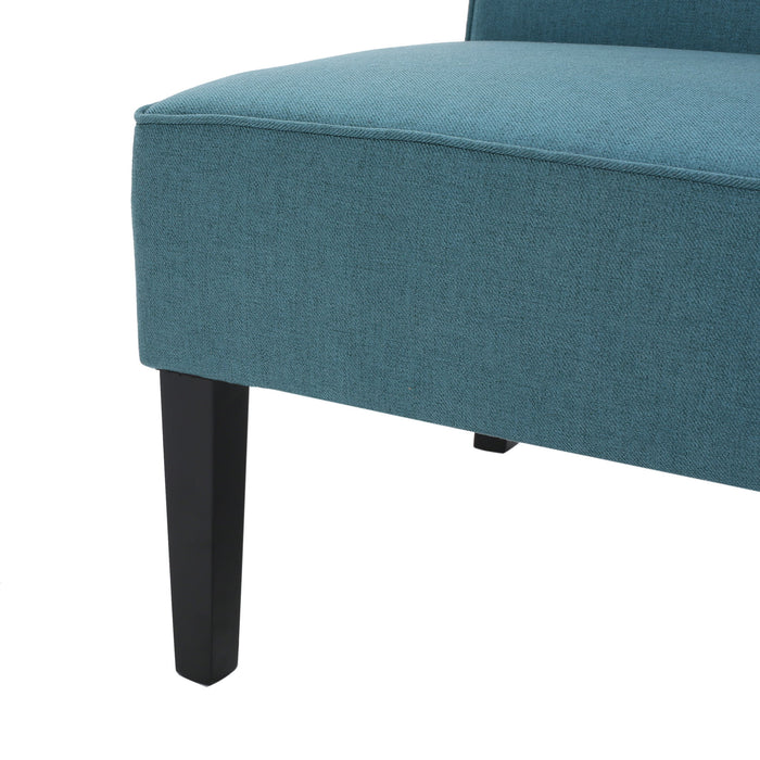 Contemporary Loveseat With Upholstered Fabric And Birch Wood Legs