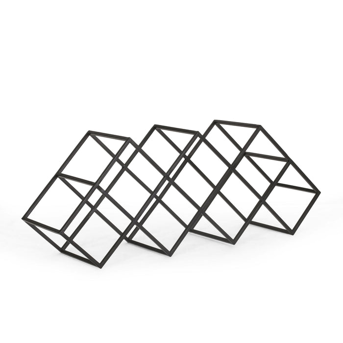 Modern Industrial Tabletop Wine Rack With 7 Bottle Holders - Black