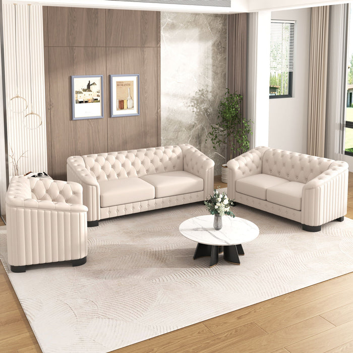 Upholstered 3 Piece Sofa Set With Legs