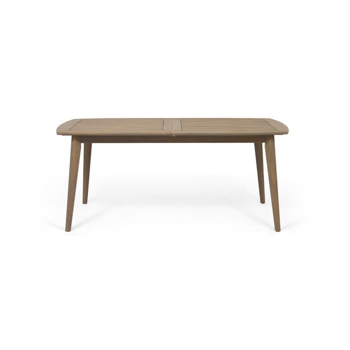 Placidity - Outdoor Expandable Dining Table With Slatted Tabletop And Tapered Legs