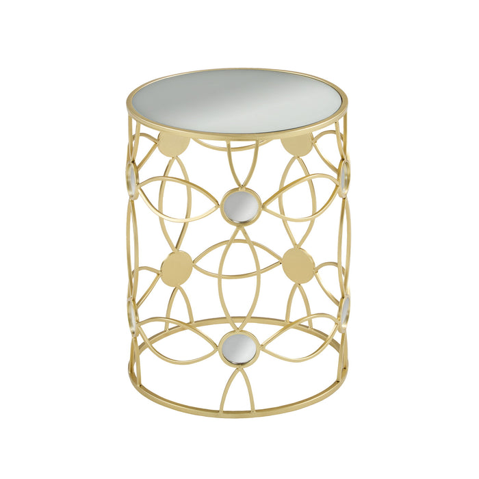 Modern Side Table With Mirror Top And Metal Frame - Gold / Clear