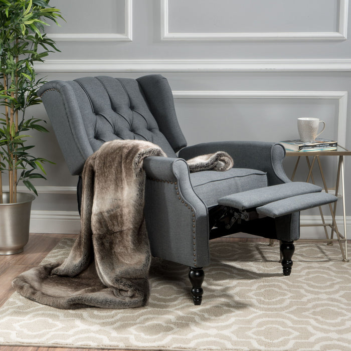Armchair Recliner With Pushback Mechanism And Wingback Design