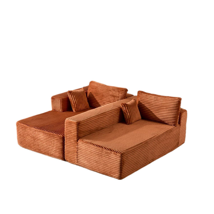 Compression Sectional Couch With Comfy Chaise, Boneless L Shape Sofa With Deep Seat