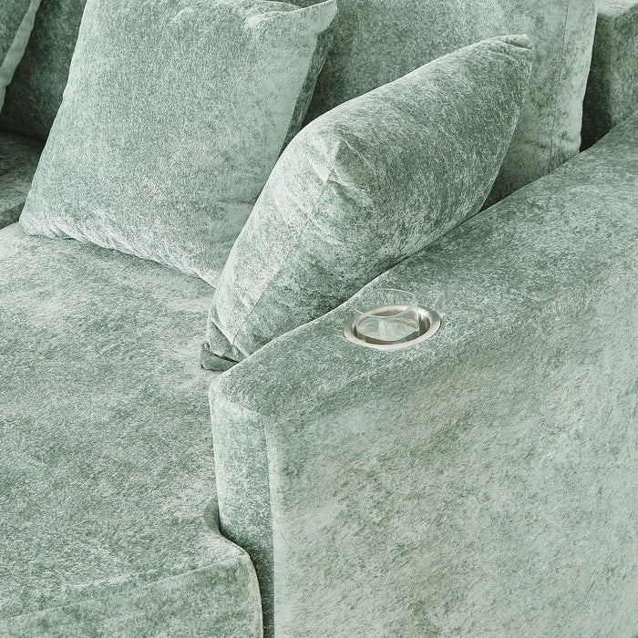 Boneless Design Upholstered Sofa Bed With Cup Holders