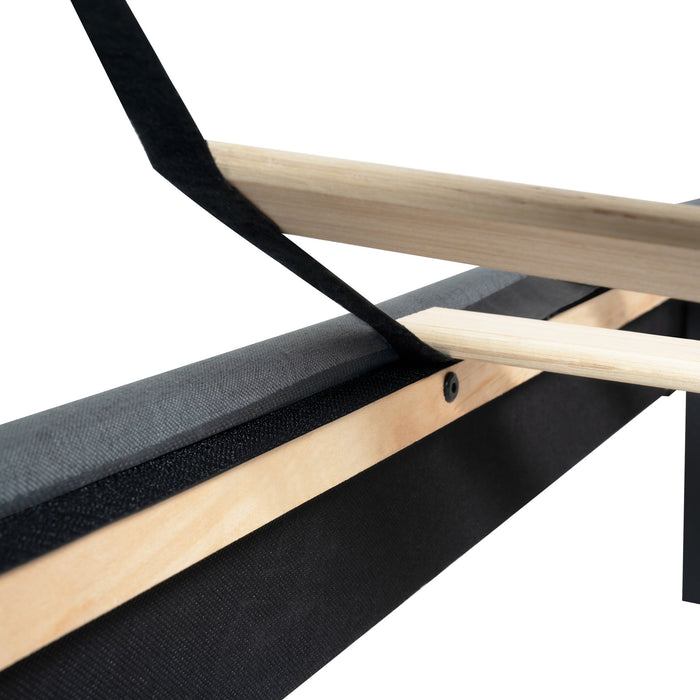 Queen Size Upholstered Platform Bed Frame With Button Tufted Linen Fabric Headboard - Dark Gray