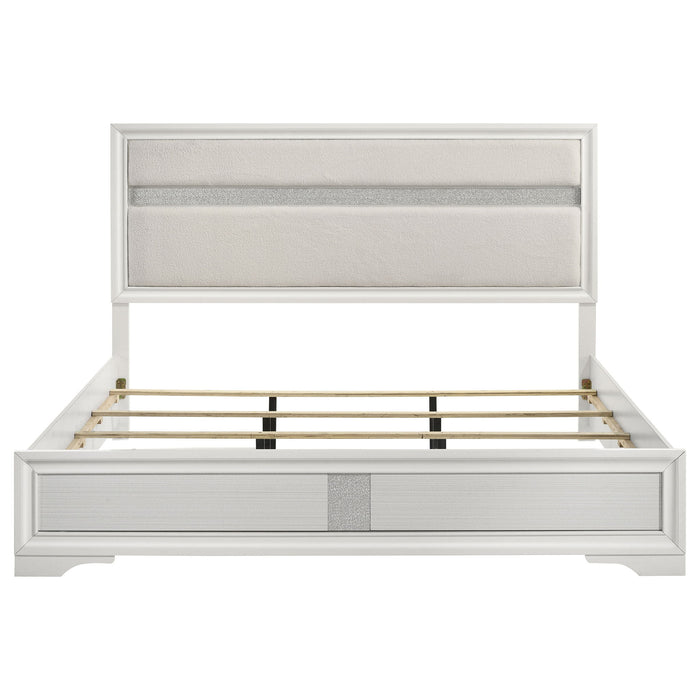 Miranda 54-inch Upholstered Eastern King Panel Bed White