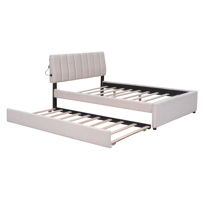 Upholstered Platform Bed With Trundle
