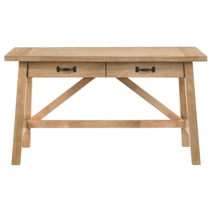 Fabian 54-inch 2-drawer Computer Writing Desk Distressed Light Brown