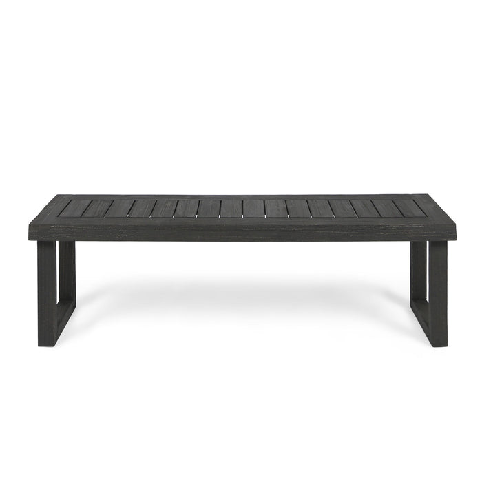 Realm - Outdoor Bench With Slat Panel Top And Base - Dark Gray