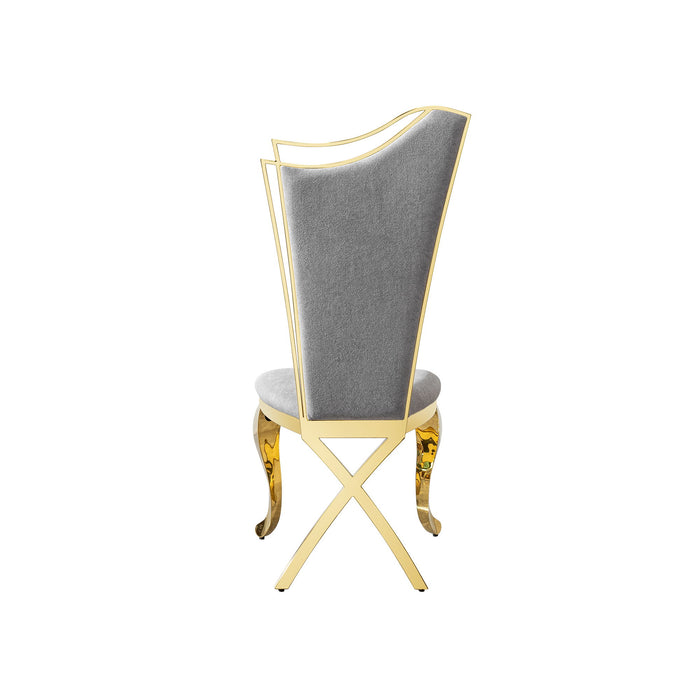 Gorgeous Streamlined High Back Fabric Stainless Steel Dining Chair (Set of 2) - Gold / Gray