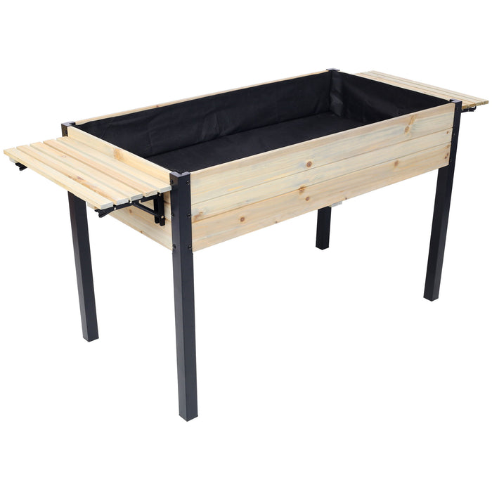 Raised Garden Bed With Metal Legs And Folding Storage Shelf