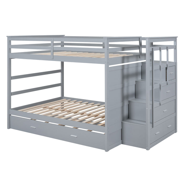 Bunk Bed With Twin Size Trundle And Staircase