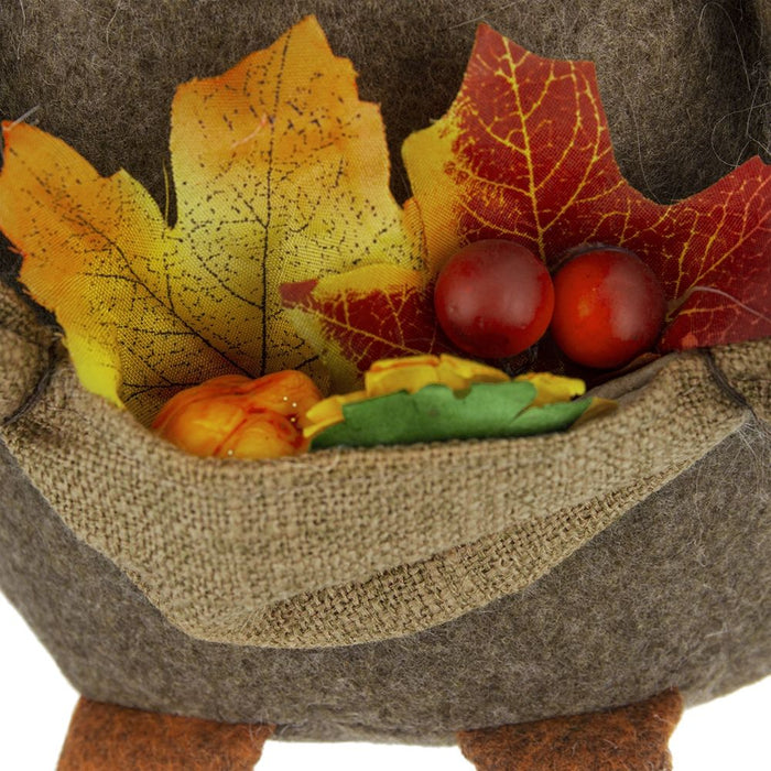 Sitting Gnome With Maple Leaf, For Holiday Harvest Festival Fall Festival & Thanksgiving Table Decorations (Set of 2) - Orange Multi