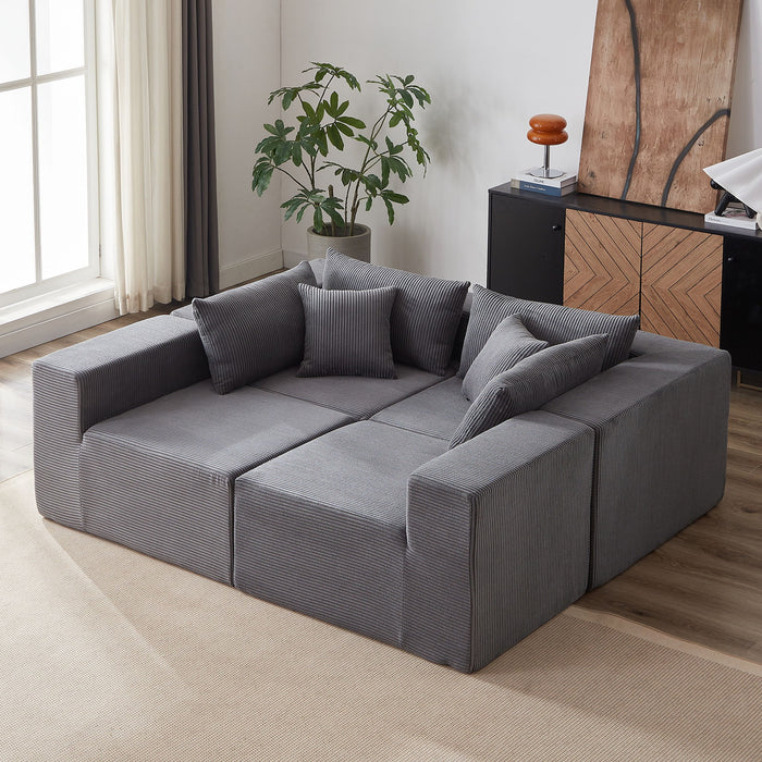 Modular L Shaped Sectional Compressed Sofa, Free Combination