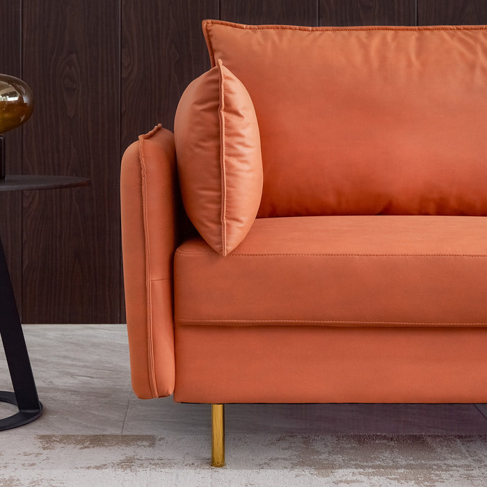 L-Shaped Corner Sectional Technical Leather Sofa - Orange