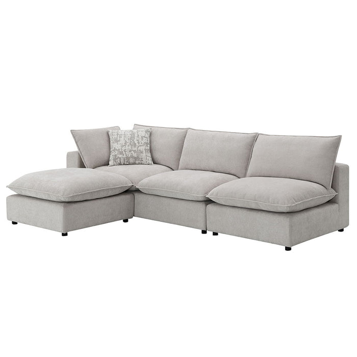 Marisa - Modular Left Facing Loveseat With 2 Pillows - Beige Boucle