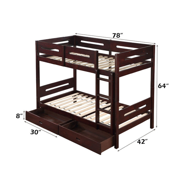 Nissa - Twin Over Twin Bunk Bed - Espresso