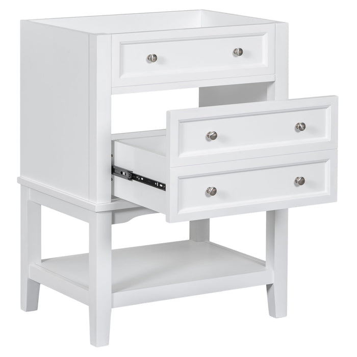 24" Bathroom Vanity Without Sink, Base Only, Storage Cabinet With Drawer And Open Shelf - White