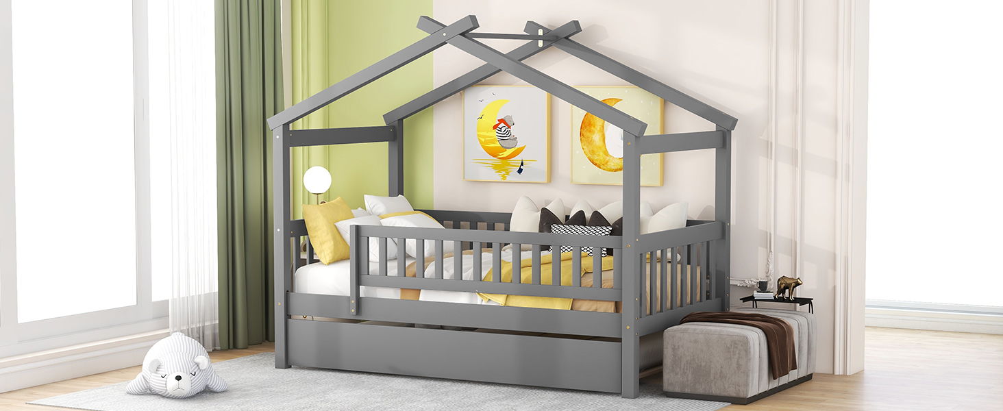 Creativity House Bed With Twin Size Trundle