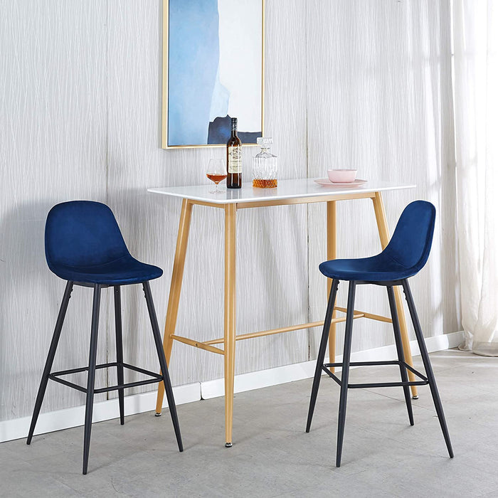 Velvet Barstool With Back (Set of 2)