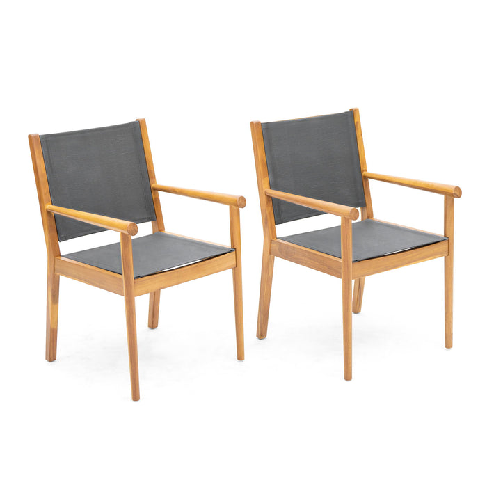 Cordoba - Dining Chair Set With Acacia Wood Frame And Textilen Upholstery (Set of 2) - Teak
