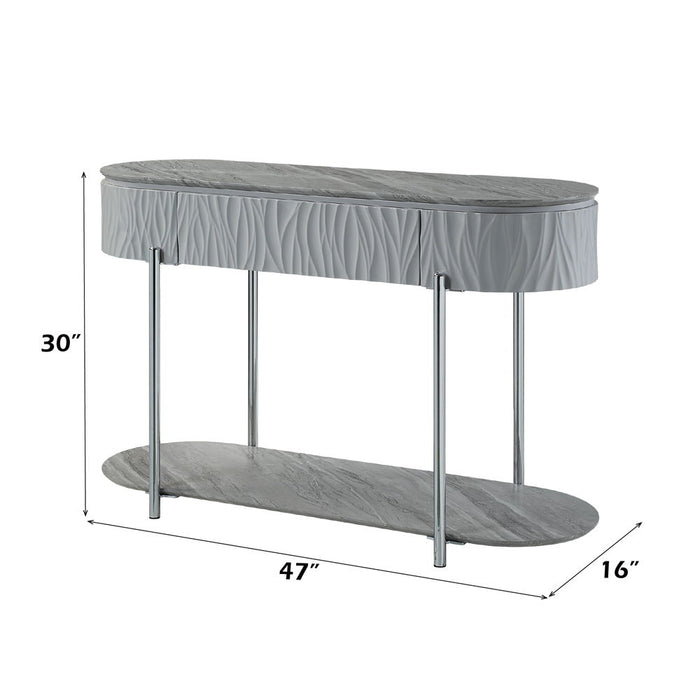 Yukino - Sofa Table - Gray High Gloss & Chrome