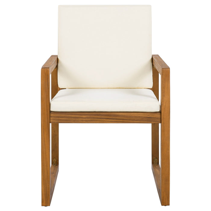 5 Piece Outdoor Patio Dining Set With 4 Armchairs And Table - Beige