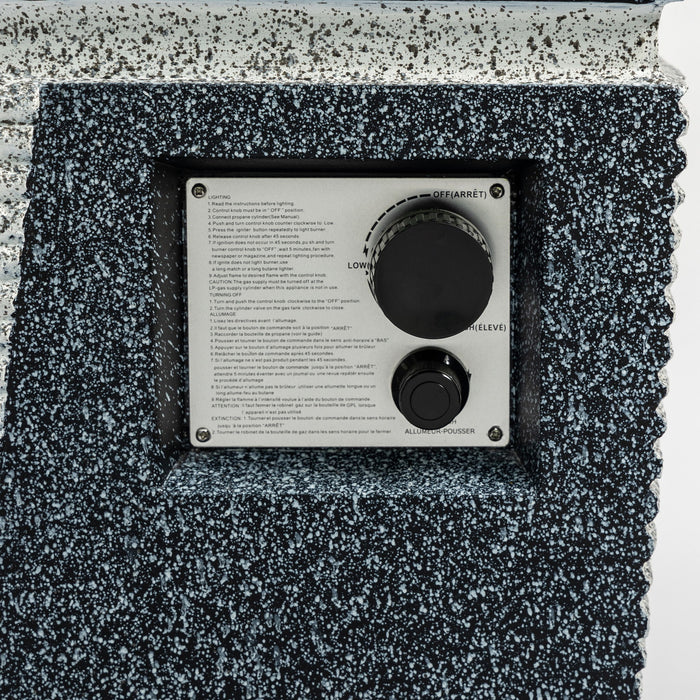 20" Propane Gas Fire Pit Table, 50000 Btu Square Concrete Fire Pit For Outside Patio Deck Garden Backyard - Light Gray Blue