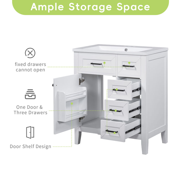Modern Bathroom Vanity With Sink Combo, 3 Drawers, Undermount Drop-In Sink