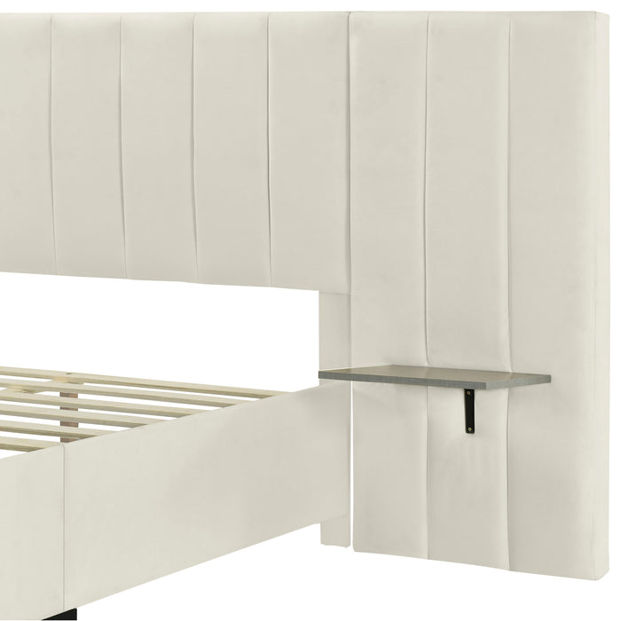 Upholstered Platform Bed With Big Headboard