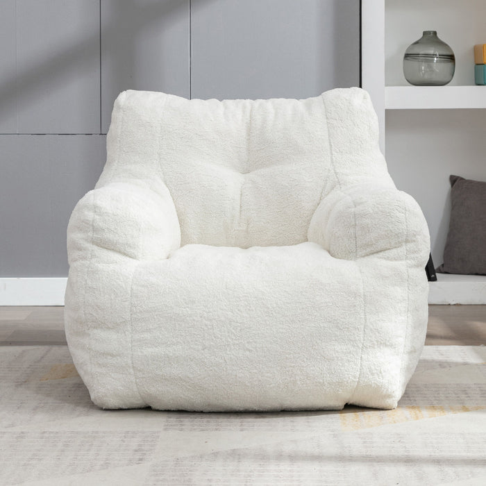 Soft Teddy Fabric Tufted Foam Bean Bag Chair With Teddy Fabric