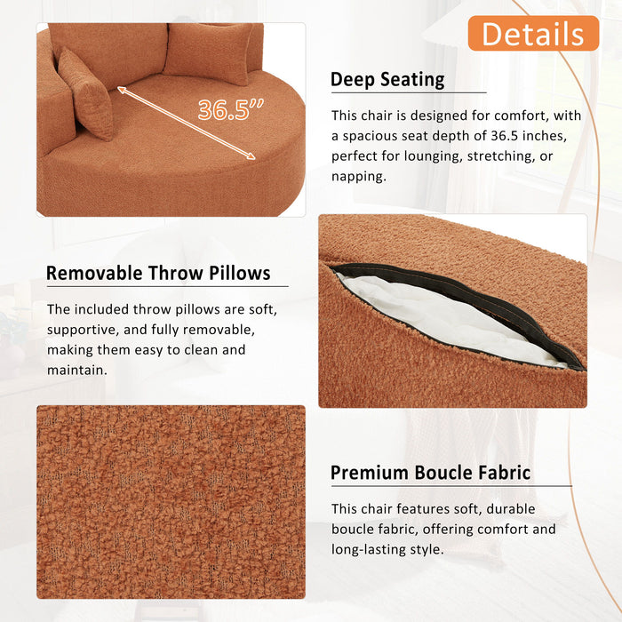 360° Swivel Accent Barrel Chair With 3 Removable Pillows For Living Room