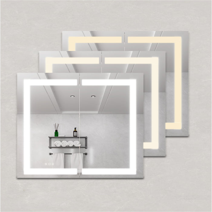 Medicine Cabinet With LED Vanity Mirror, Anti-Fog, Waterproof, Dimmable With Touch Switch