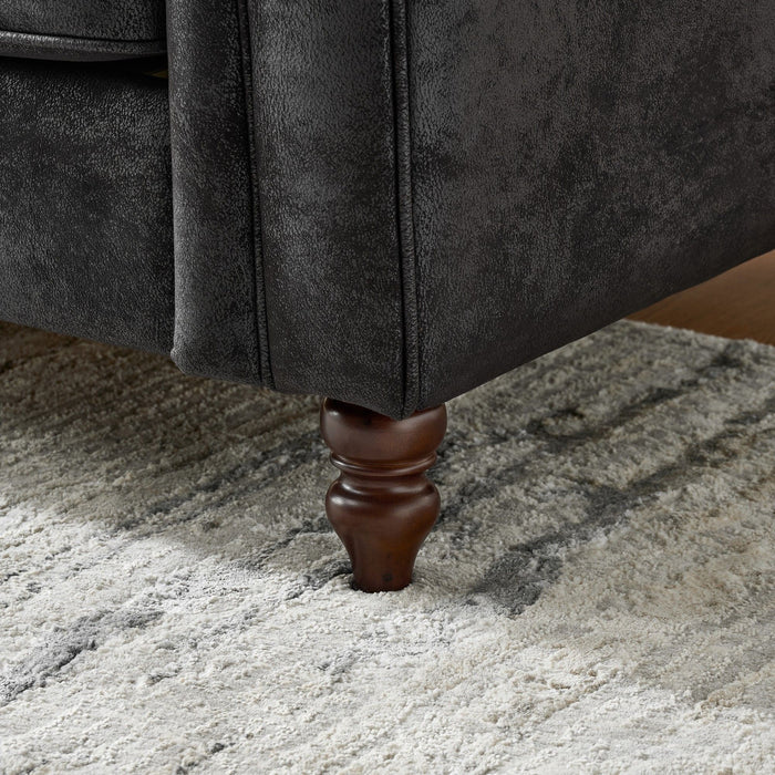 Chesterfield 3 And 2 Seater Sofa Set, High Tech Fabric Upholstered Couch For Living Room