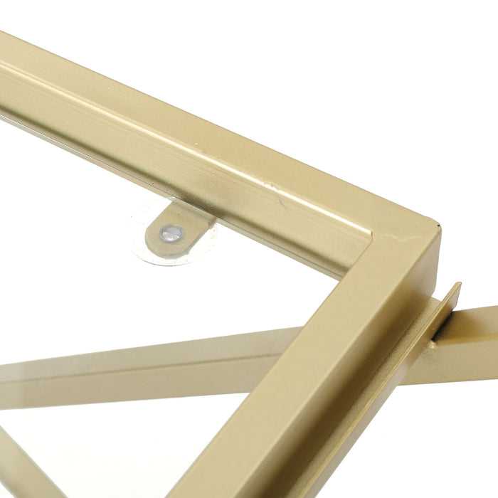 Sherianne - Industrial Bar Cart With Tempered Glass Shelves And Swivel Wheels - Gold