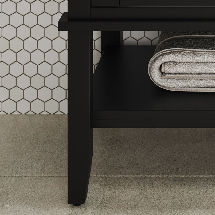 Bathroom Vanity With Ceramic Sink, Adjustable & Open Shelf