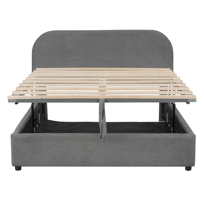 Upholstered Platform Bed With Hydraulic Storage System