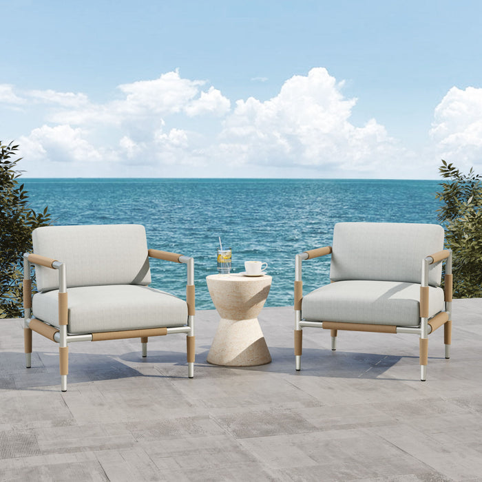 Oriana - Aluminum Outdoor Patio Armchair With Thick Cushions - Light Gray