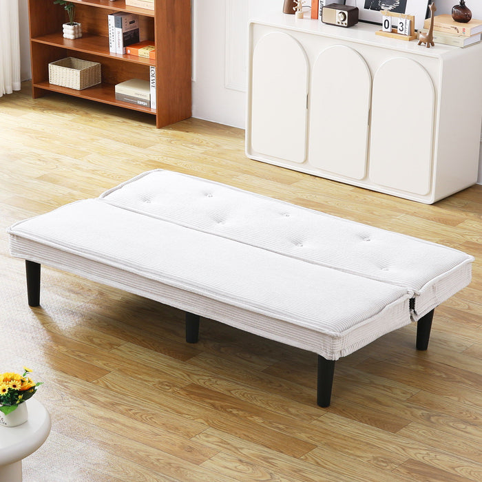 Versatile Corduroy Sofa Bed With Solid Wood Frame