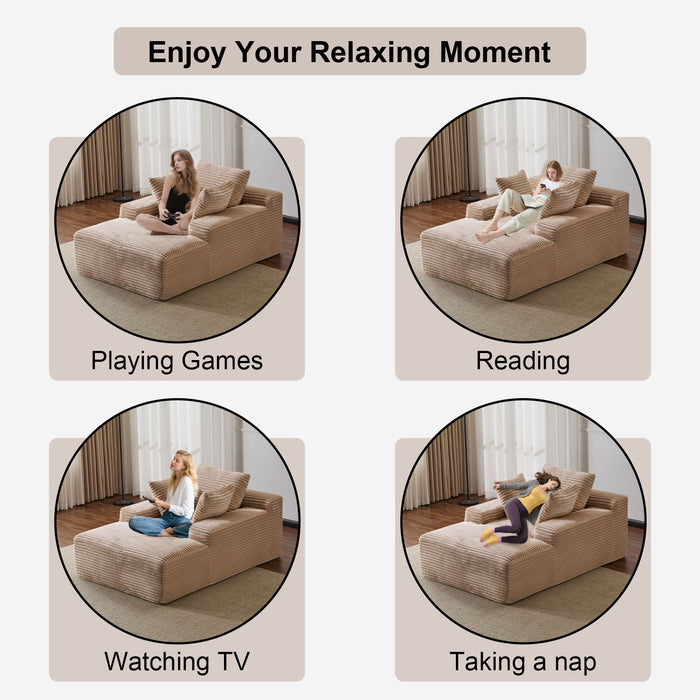 Oversized Chaise Lounge Chair Cozy Cloud Couch With 3 Throw Pillows And Wide Armrest