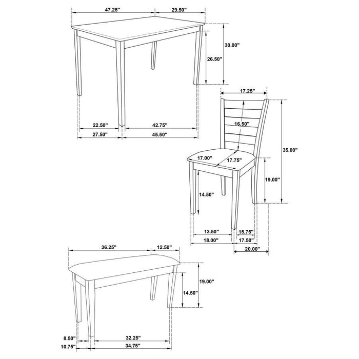 Guillen - 5 Piece Rectangular Dining Table Set - Cappuccino