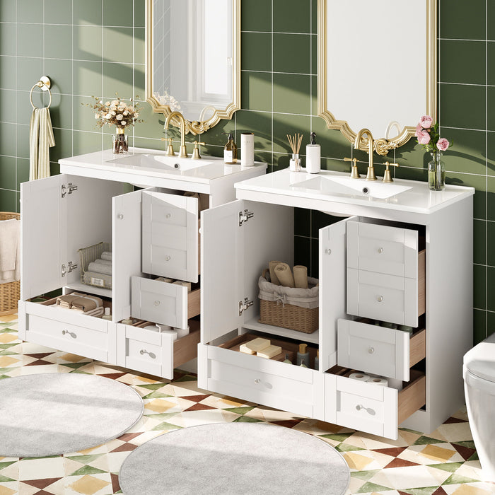 Shaker Free Standing Bathroom Vanity Cabinet With Sink, Soft Close Drawers, Soft Close Doors