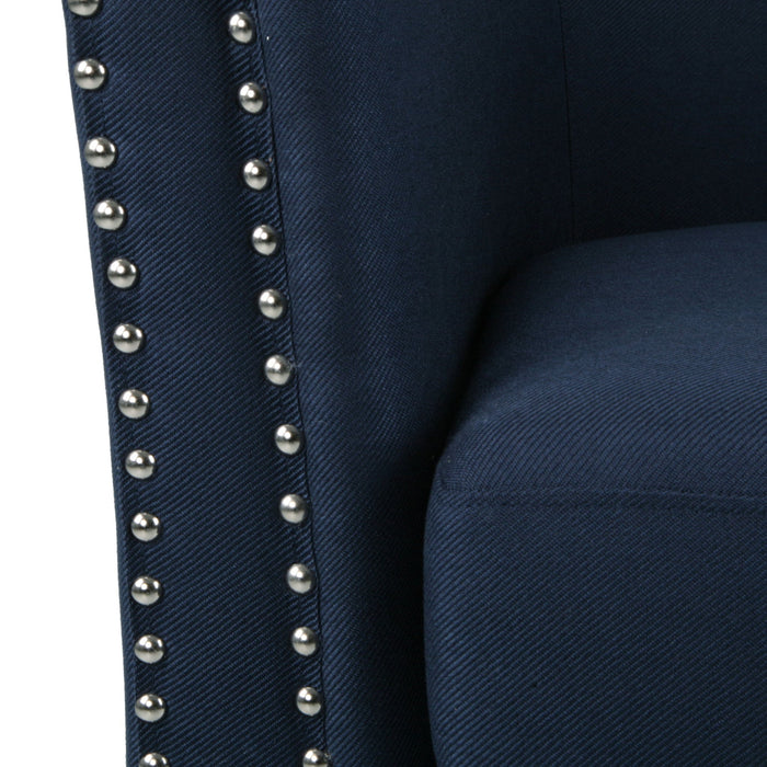 Modern Upholstered Swivel Club Chair With Nailhead Trim