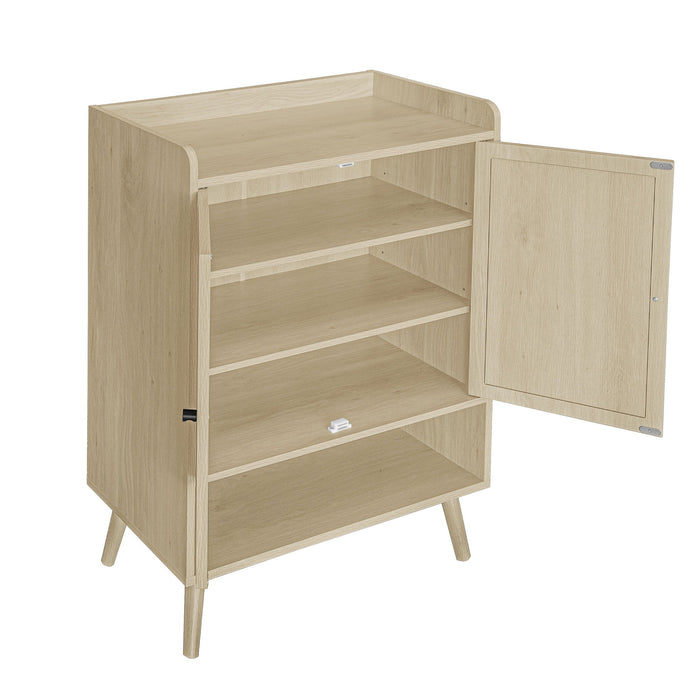 2 Door Shoe Rack, Freestanding, Modern Shoe Storage Cabinet, For Entryway - Natural