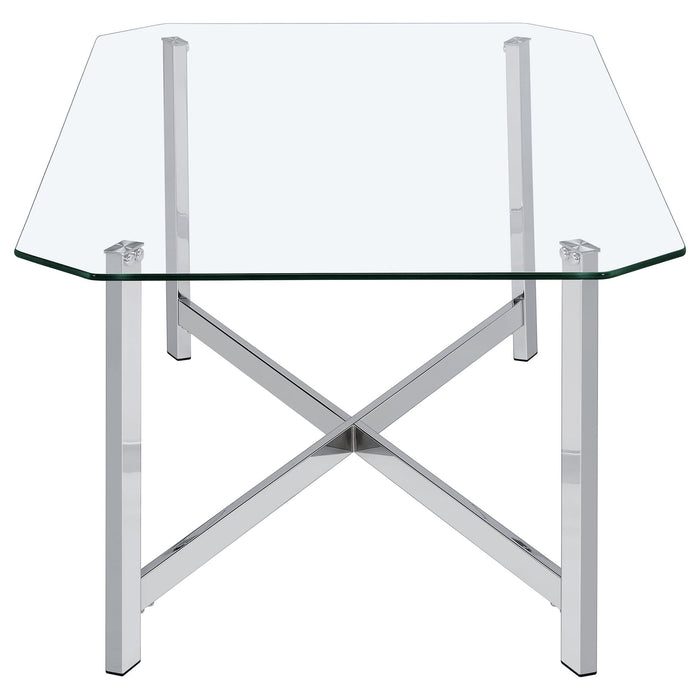Cronin Rectangular Tempered Glass Top Cocktail Coffee Table Chrome