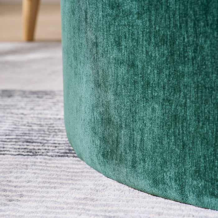 Classic 2 Piece Round Storage Ottoman Set With Drum Shaped Stool