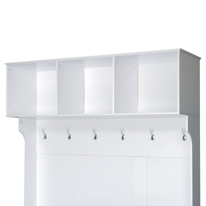 Hall Tree With 6 Hooks, Coat Hanger, Entryway Bench