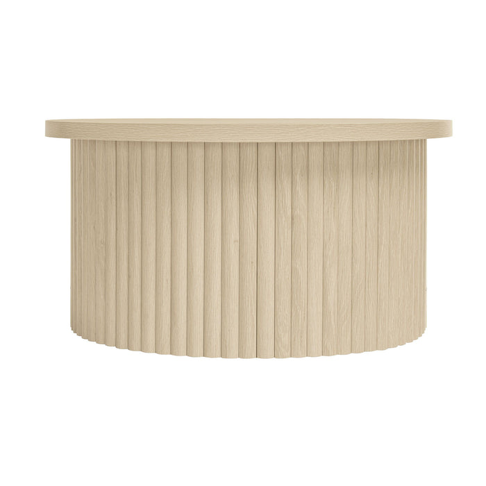 Coffee Table, Round Coffee Table, Modern Side Tables Accent End Table For Living Room, Apartment - Natural